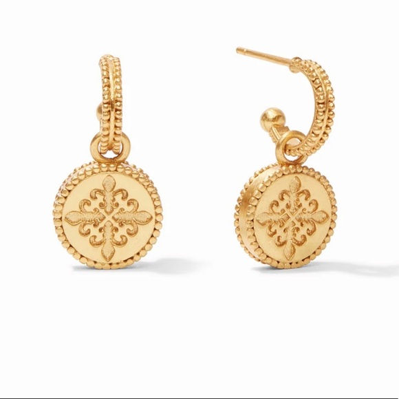 Fleur-de-Lis Hoop & Charm Earring - Picture 3 of 4